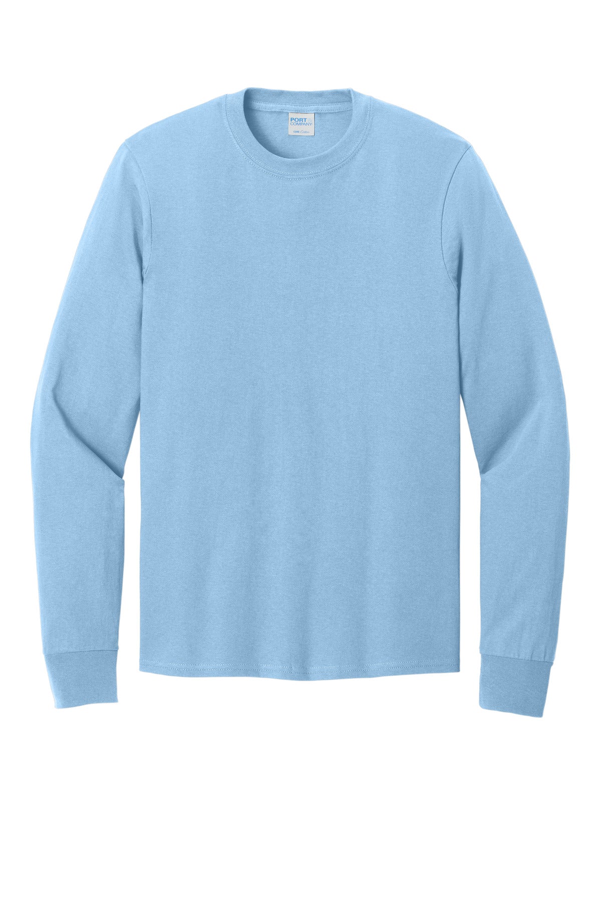 Port & Co Long Sleeve Core Cotton Tee - Light Blue
