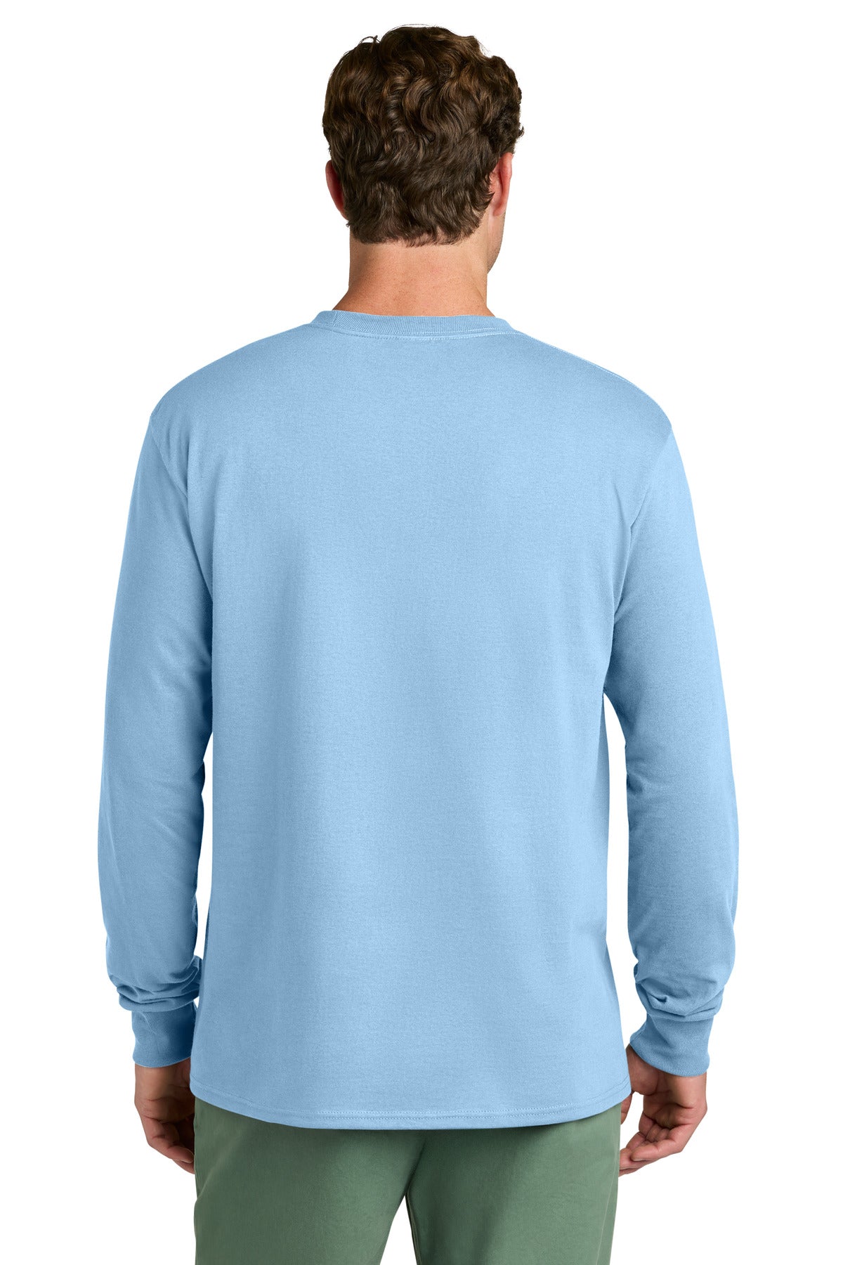 Port & Co Long Sleeve Core Cotton Tee - Light Blue
