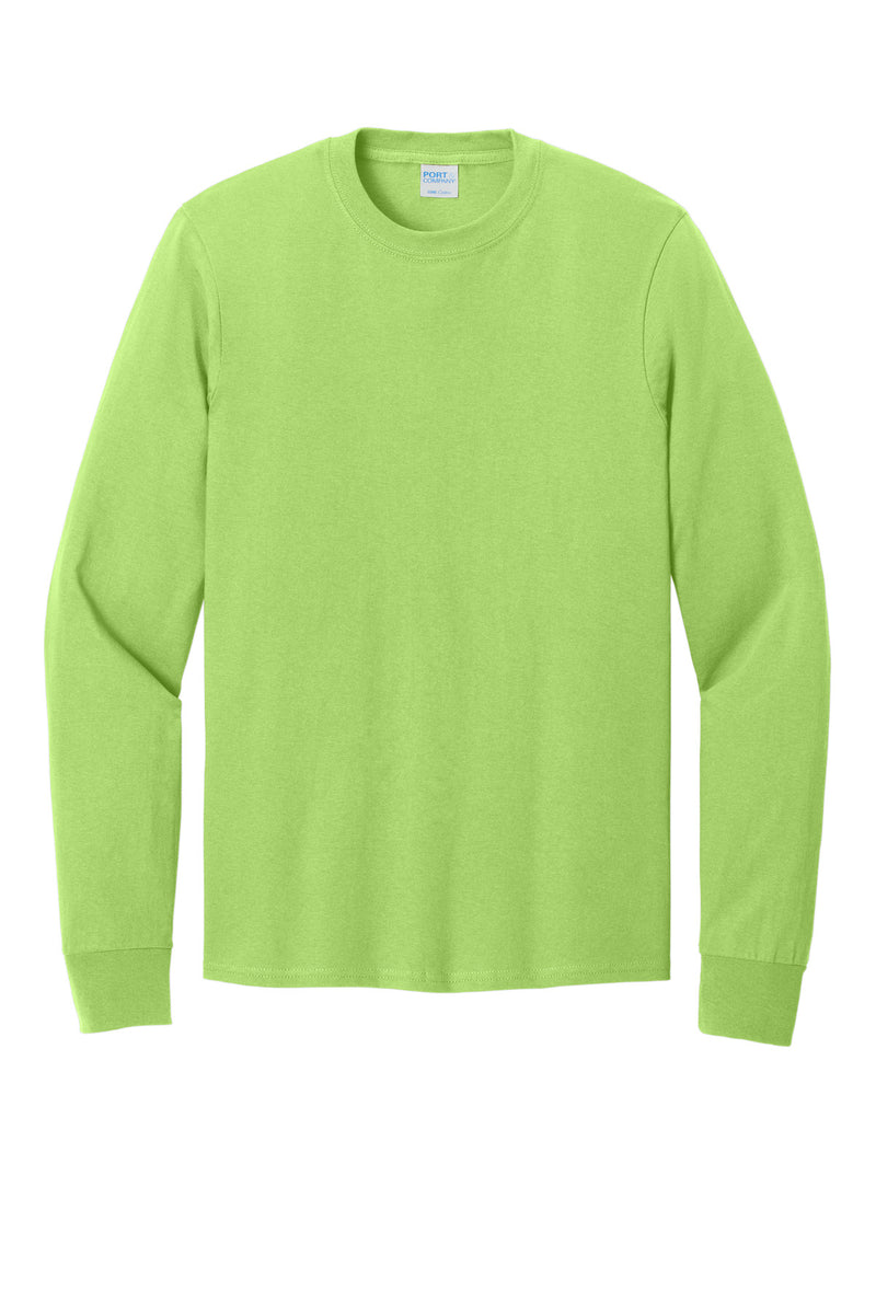 Port & Co Long Sleeve Core Cotton Tee - Lime