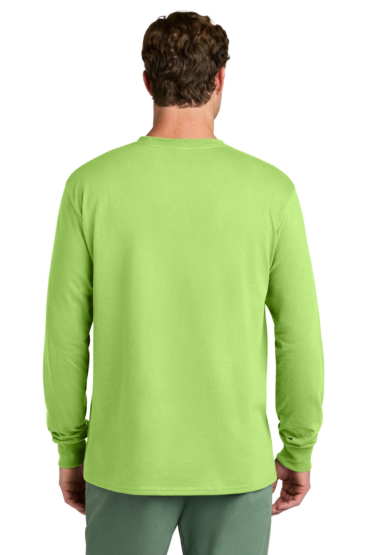 Port & Co Long Sleeve Core Cotton Tee - Lime