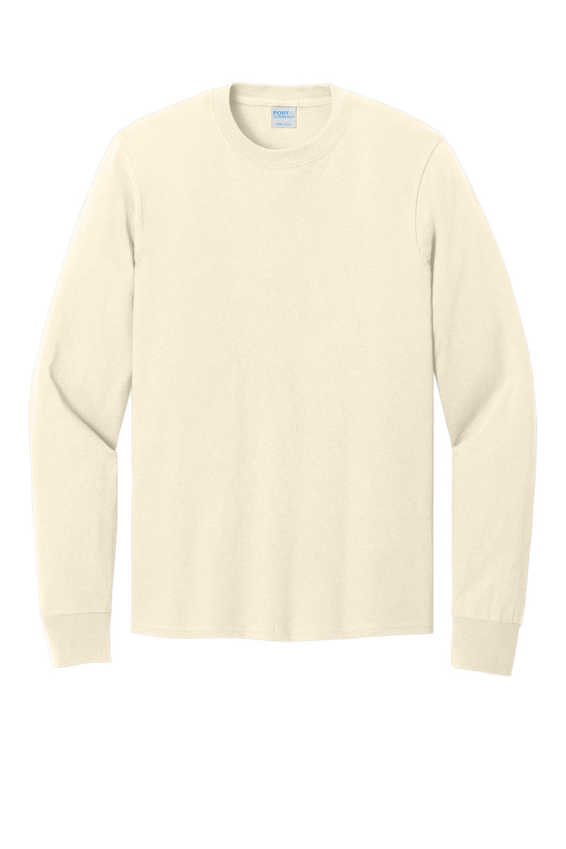 Port & Co Long Sleeve Core Cotton Tee - Natural