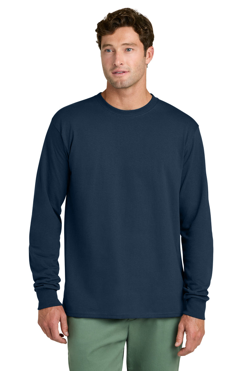 Port & Co Long Sleeve Core Cotton Tee - Navy