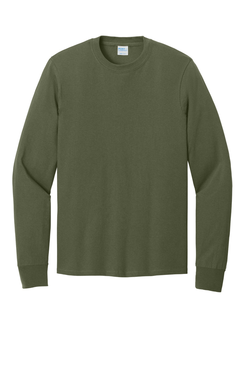 Port & Co Long Sleeve Core Cotton Tee - Olive Drab Green