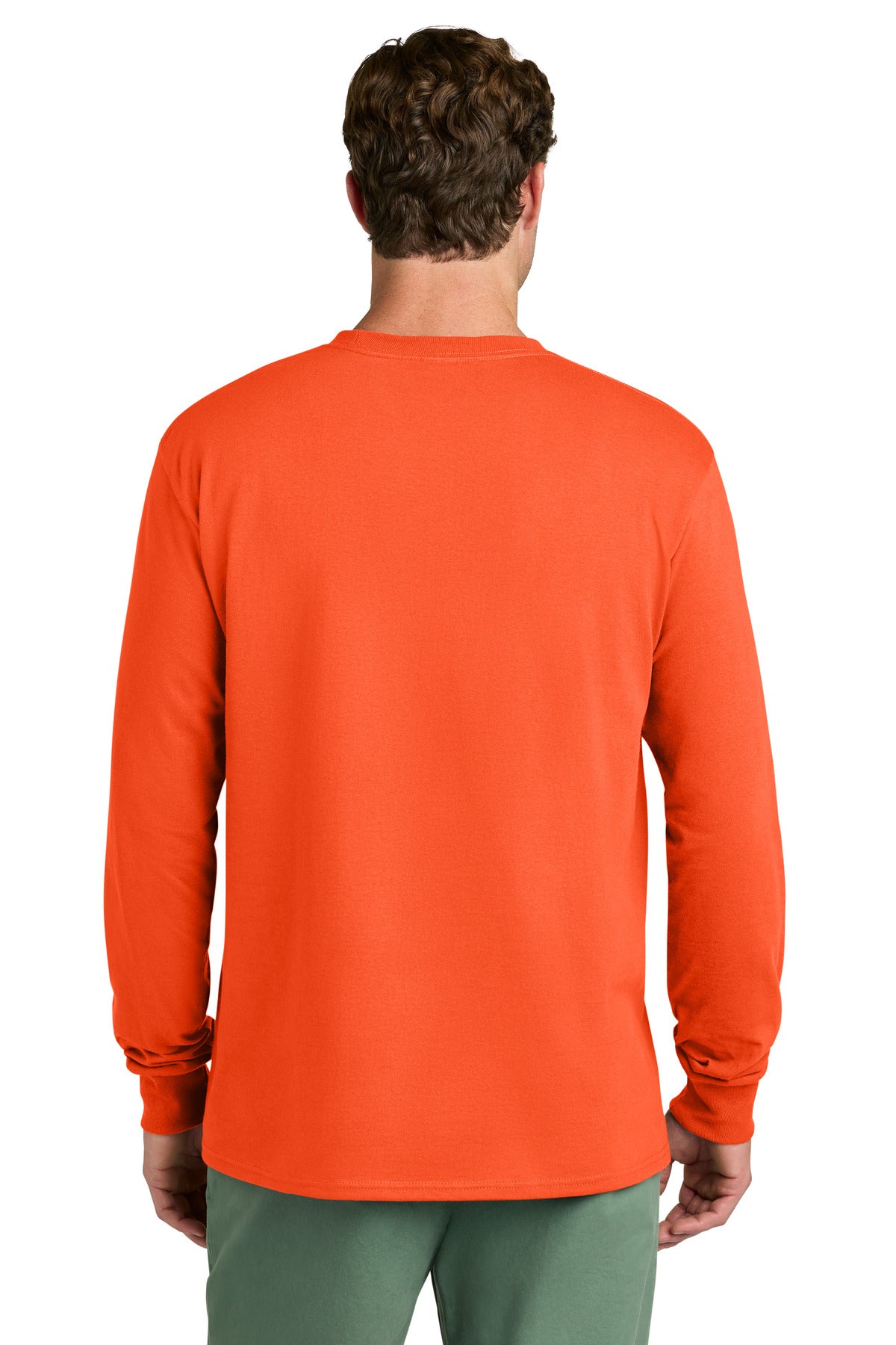 Port & Co Long Sleeve Core Cotton Tee - Orange