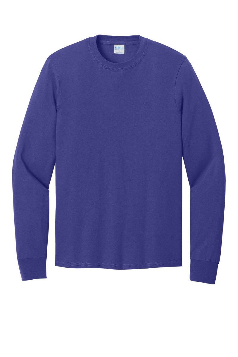 Port & Co Long Sleeve Core Cotton Tee - Purple