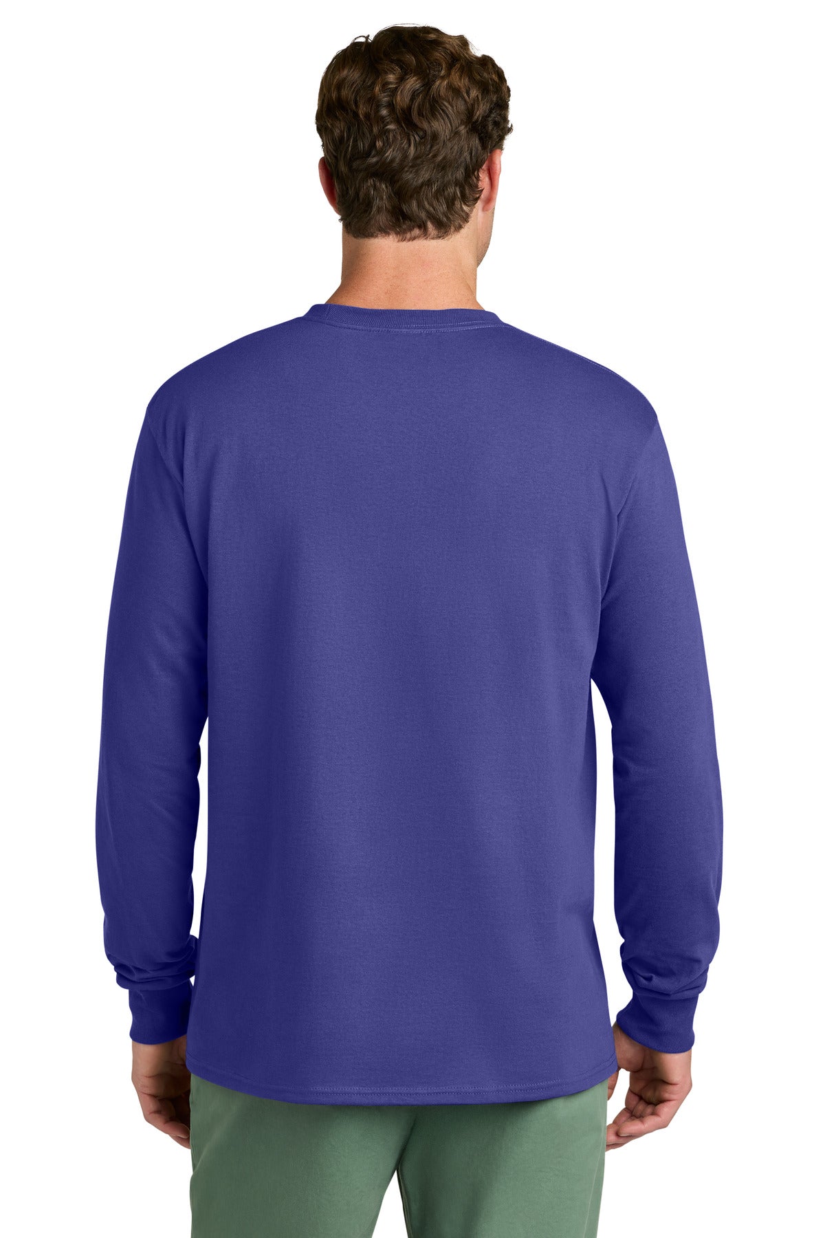Port & Co Long Sleeve Core Cotton Tee - Purple