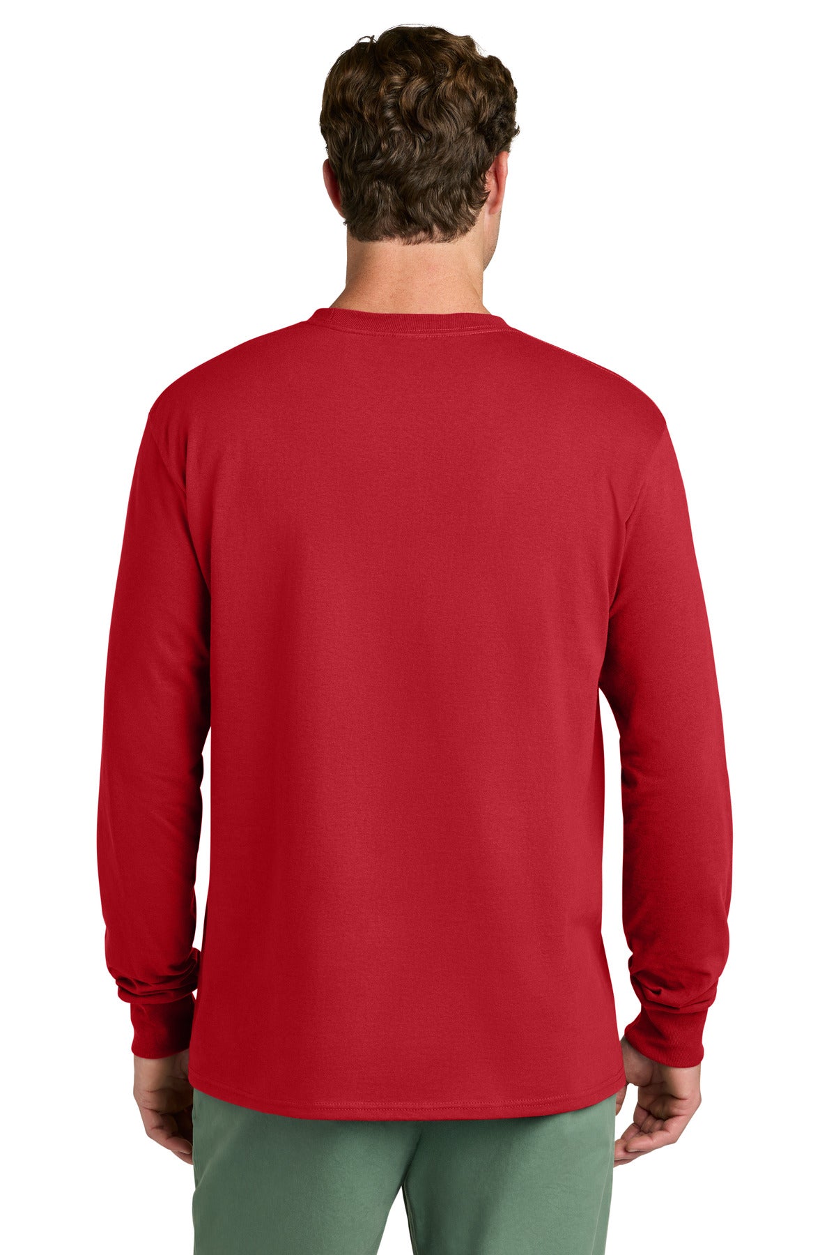 Port & Co Long Sleeve Core Cotton Tee - Red