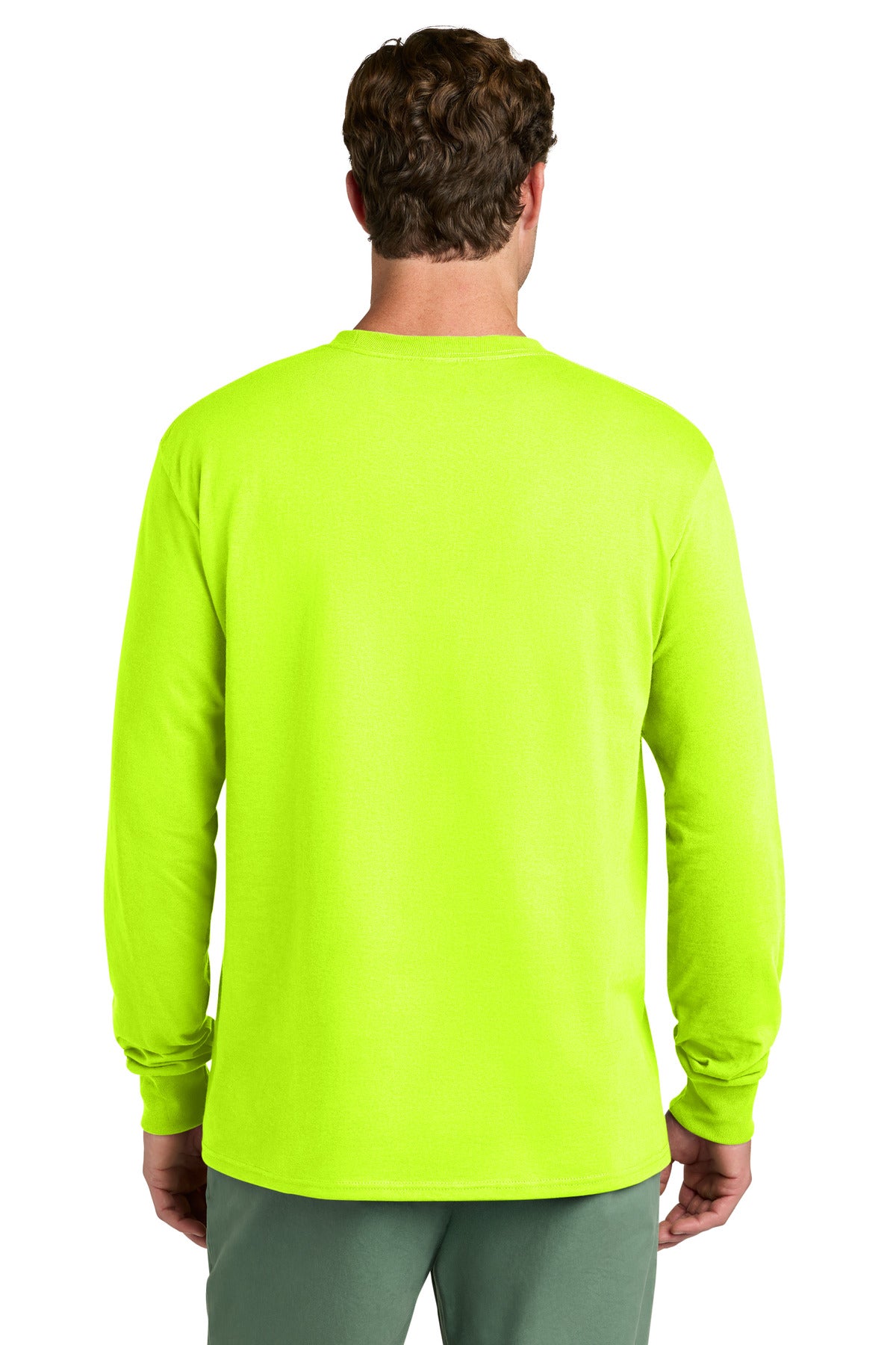 Port & Co Long Sleeve Core Cotton Tee - S. Green