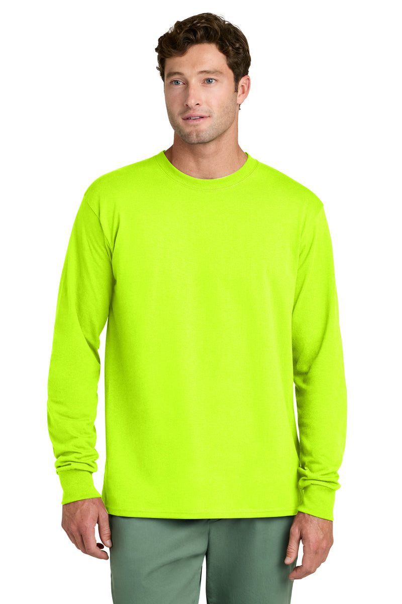 Port & Co Long Sleeve Core Cotton Tee - S. Green