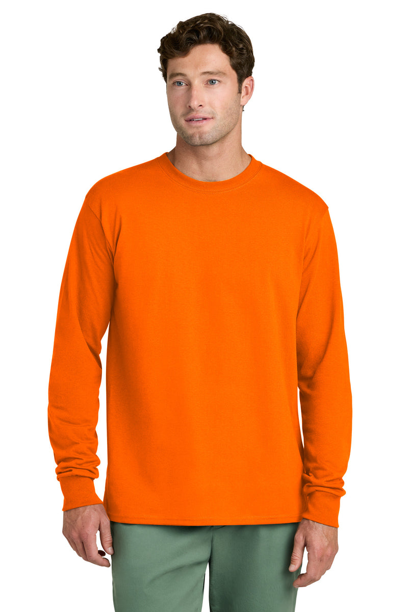 Port & Co Long Sleeve Core Cotton Tee - S. Orange