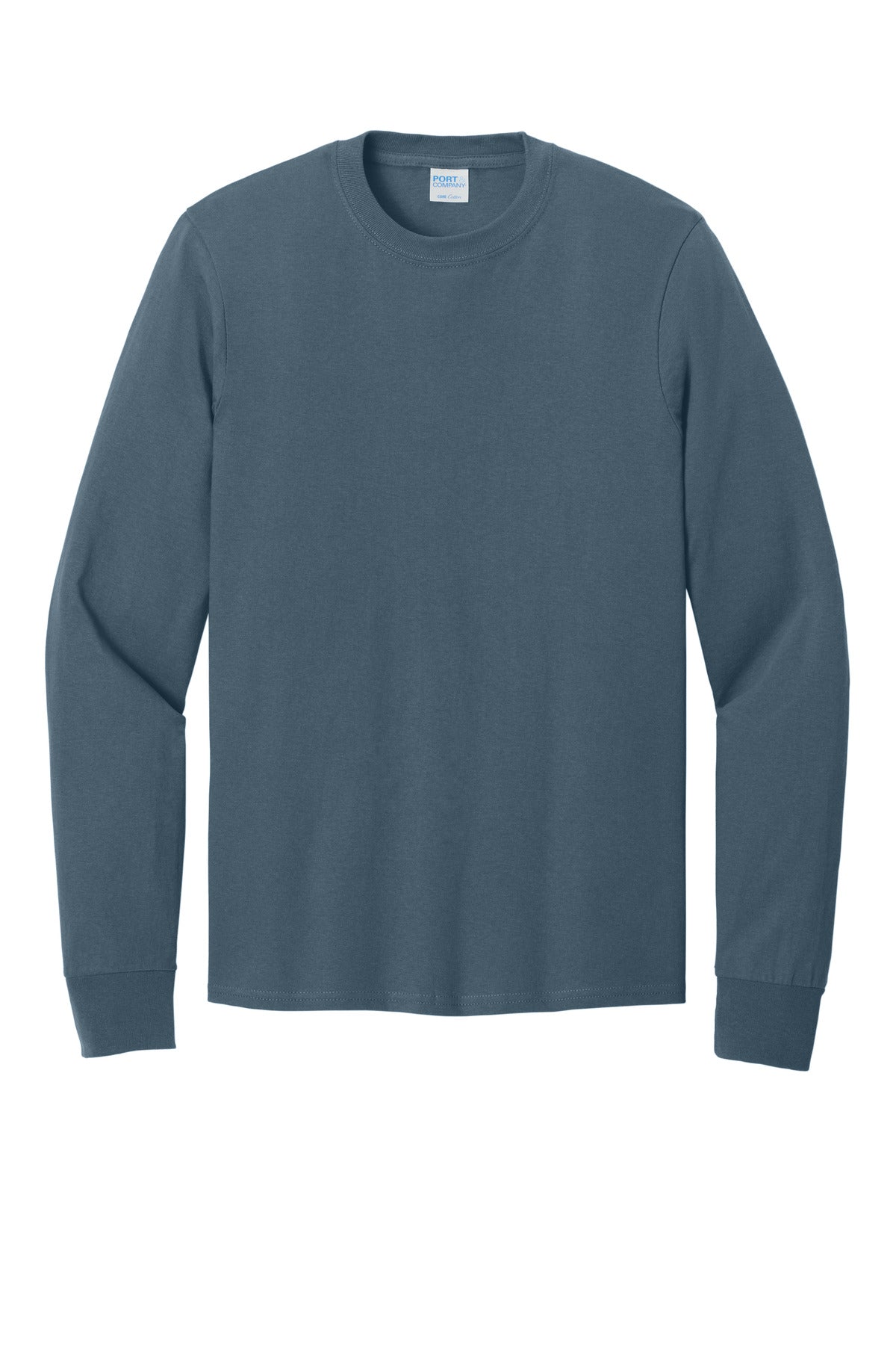 Port & Co Long Sleeve Core Cotton Tee - Steel Blue