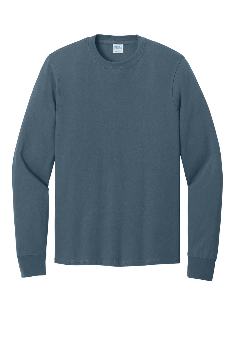 Port & Co Long Sleeve Core Cotton Tee - Steel Blue