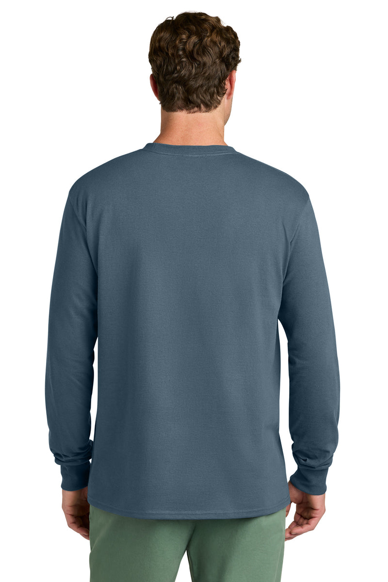 Port & Co Long Sleeve Core Cotton Tee - Steel Blue