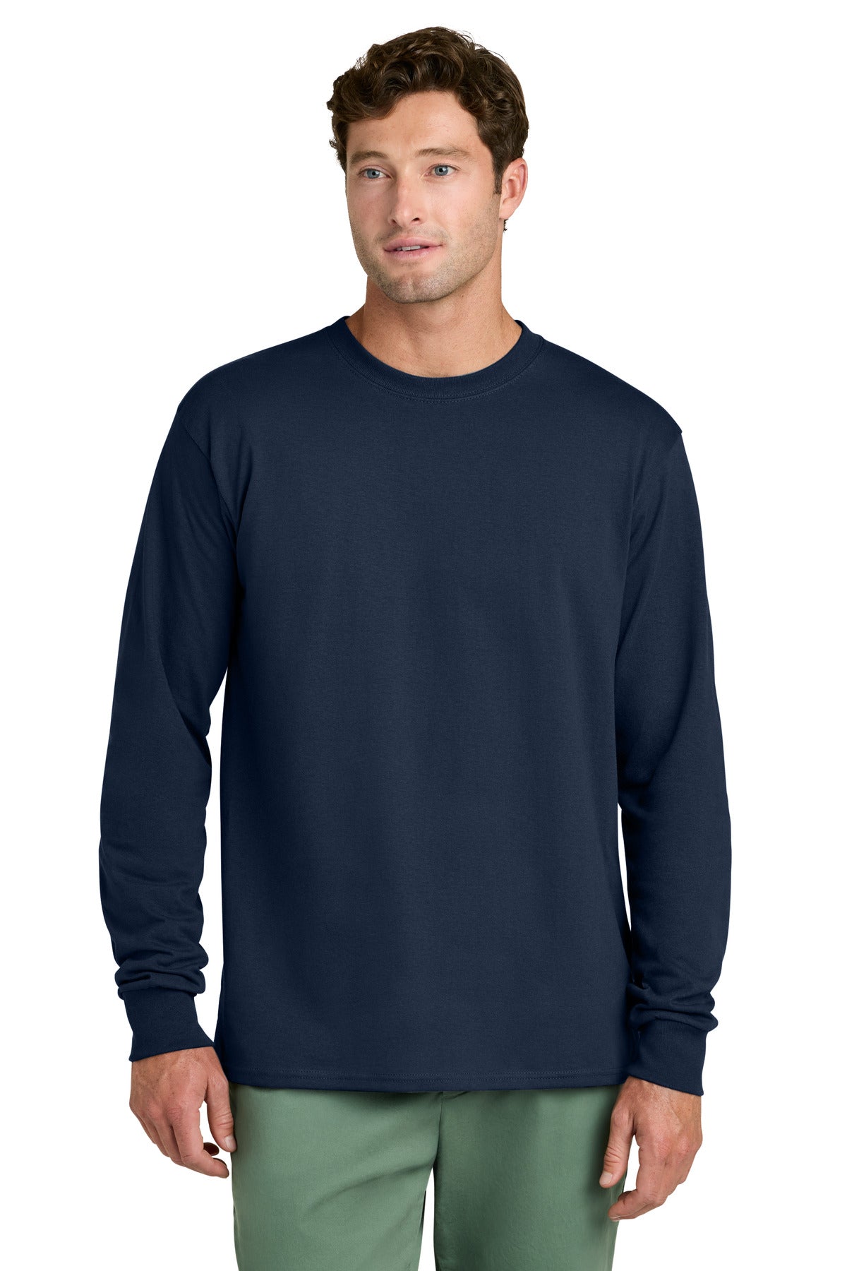 Port & Co Long Sleeve Core Cotton Tee - True Navy