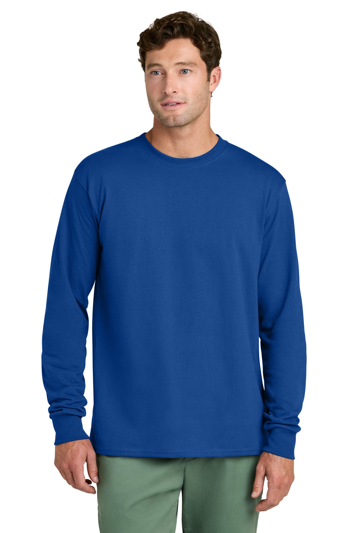 Port & Co Long Sleeve Core Cotton Tee - True Royal