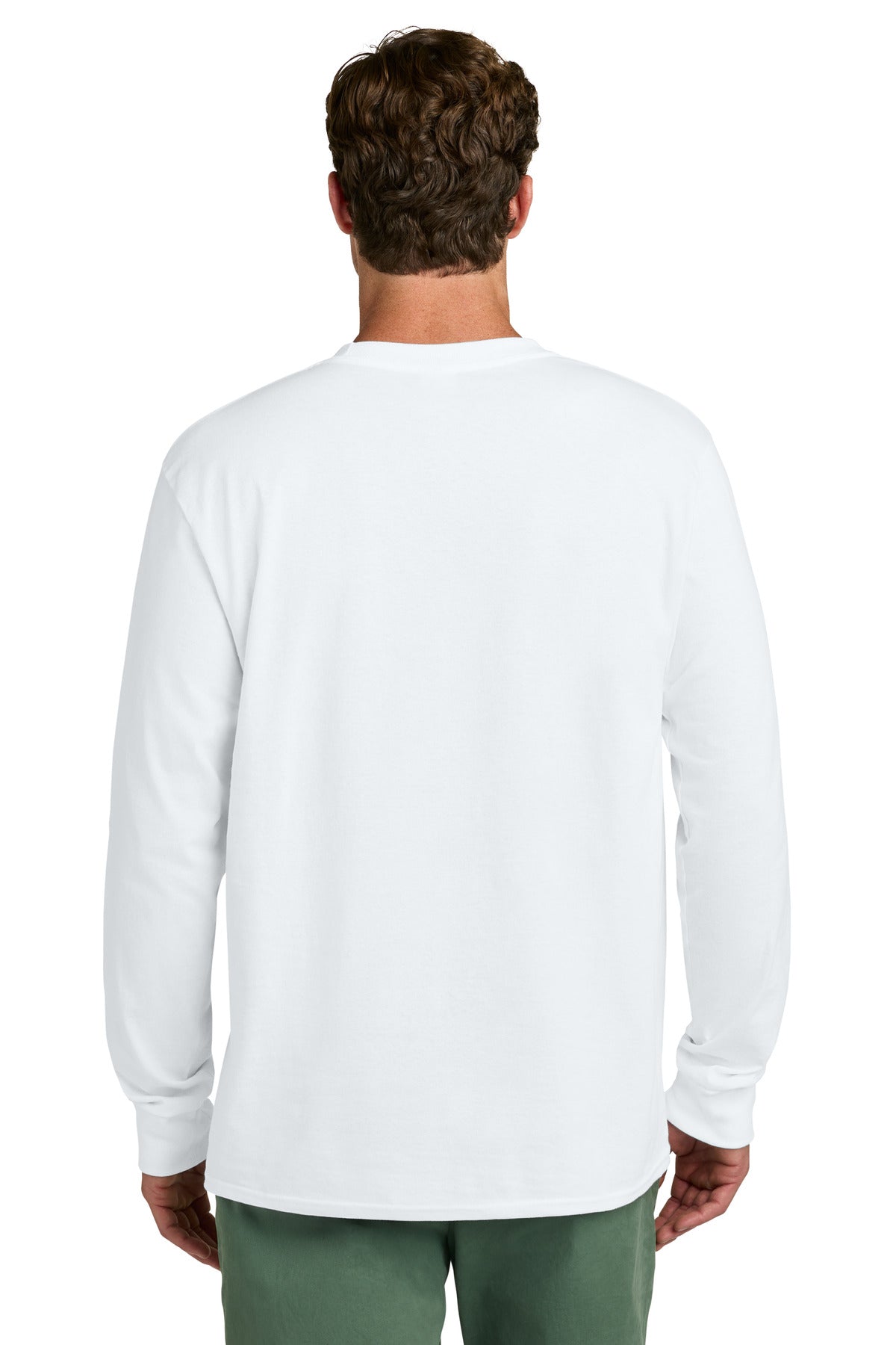 Port & Co Long Sleeve Core Cotton Tee - White