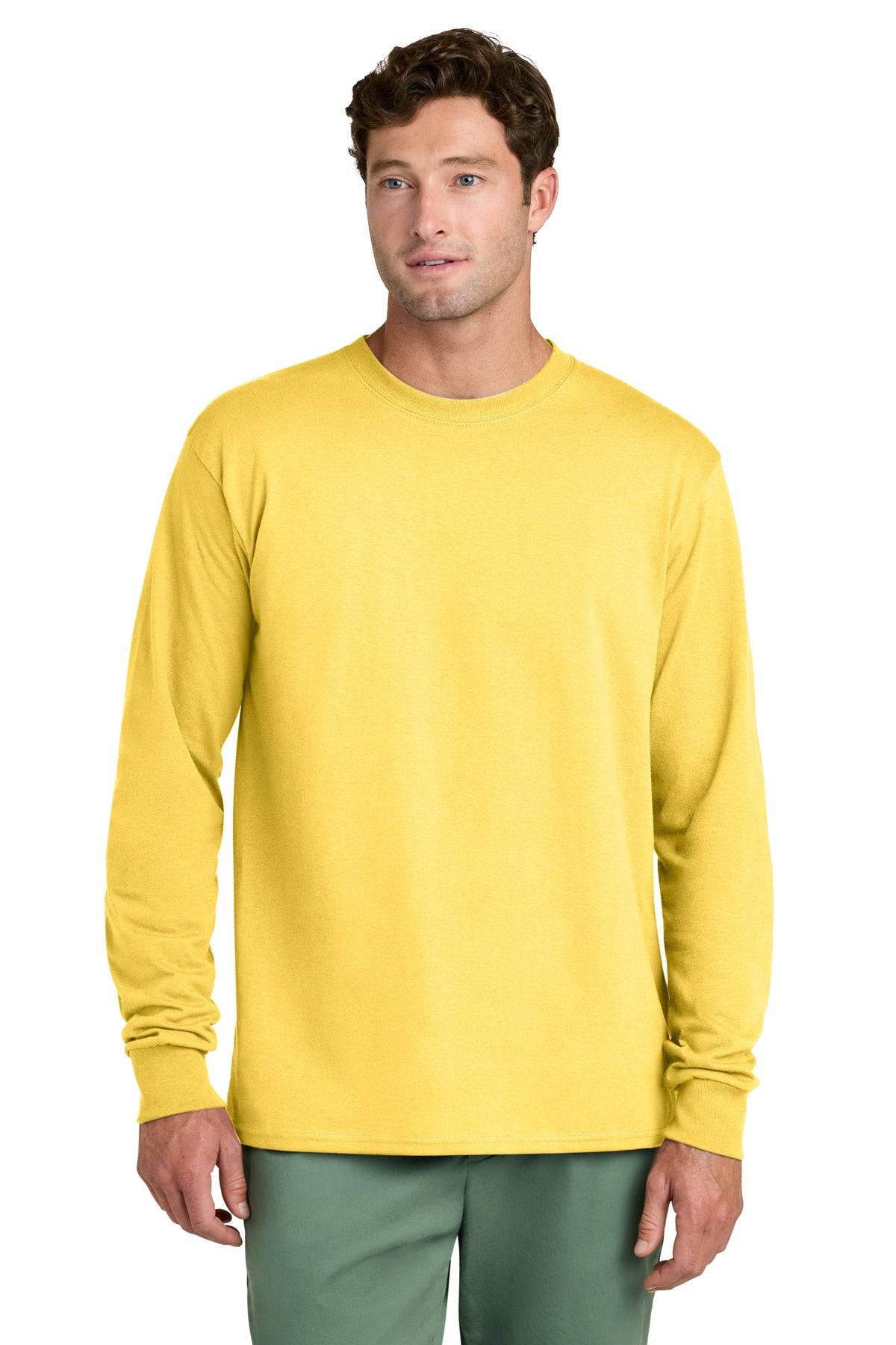 Port & Co Long Sleeve Core Cotton Tee - Yellow