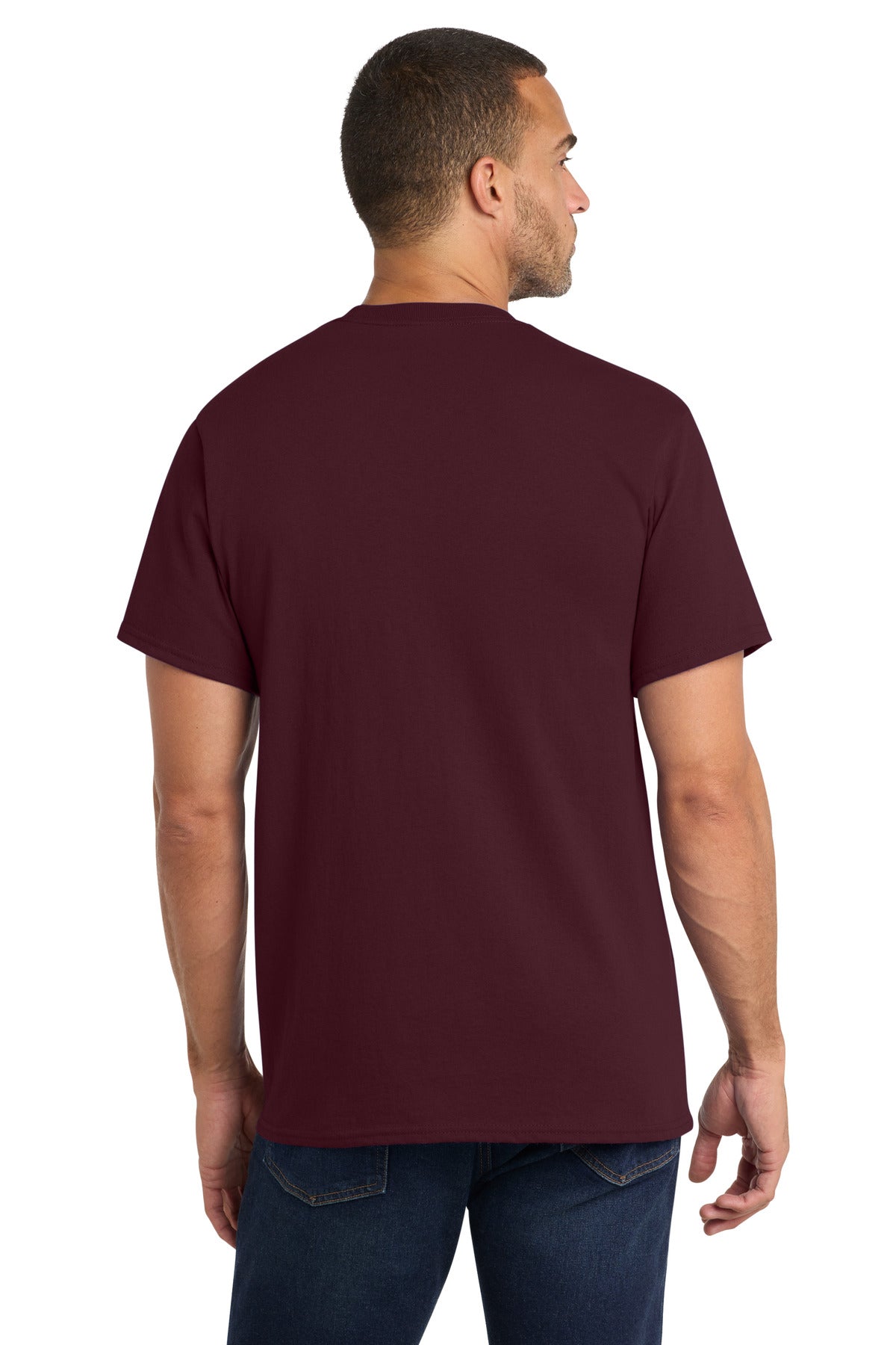Port & Co Core Cotton Pocket Tee - Athletic Maroon
