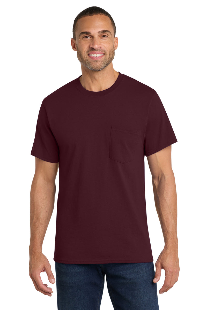 Port & Co Core Cotton Pocket Tee - Athletic Maroon