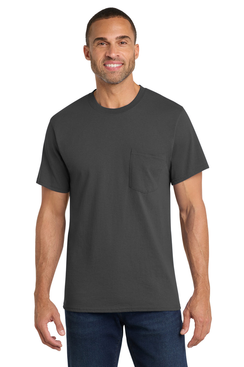 Port & Co Core Cotton Pocket Tee - Charcoal