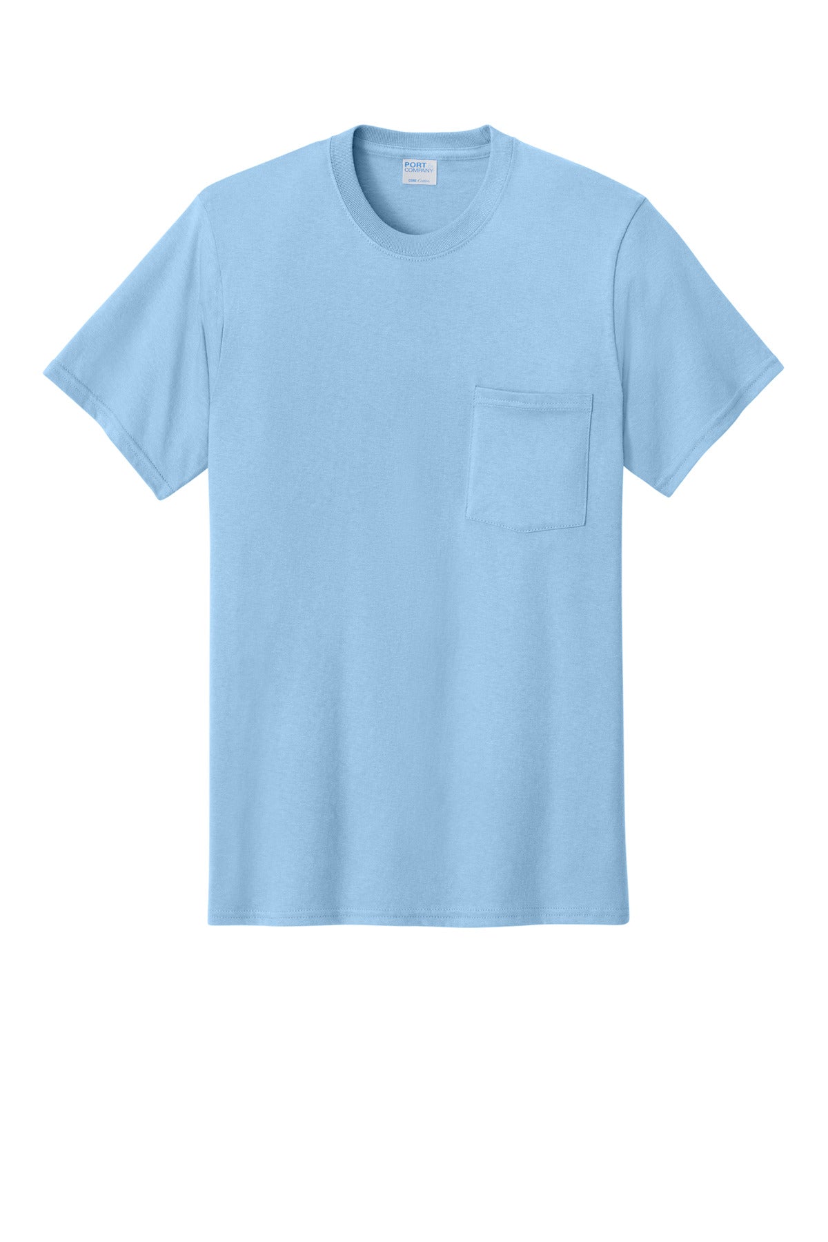 Port & Co Core Cotton Pocket Tee - Light Blue