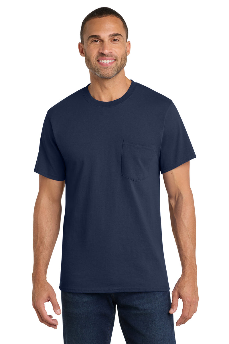 Port & Co Core Cotton Pocket Tee - Navy