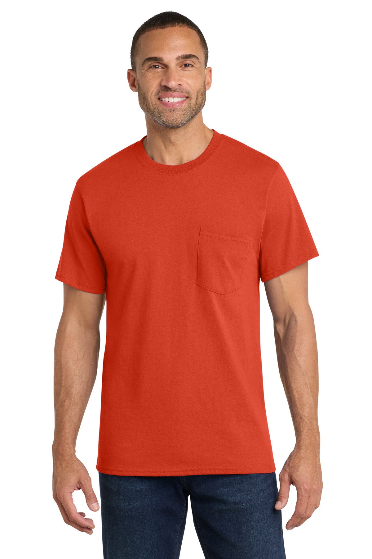 Port & Co Core Cotton Pocket Tee - Orange