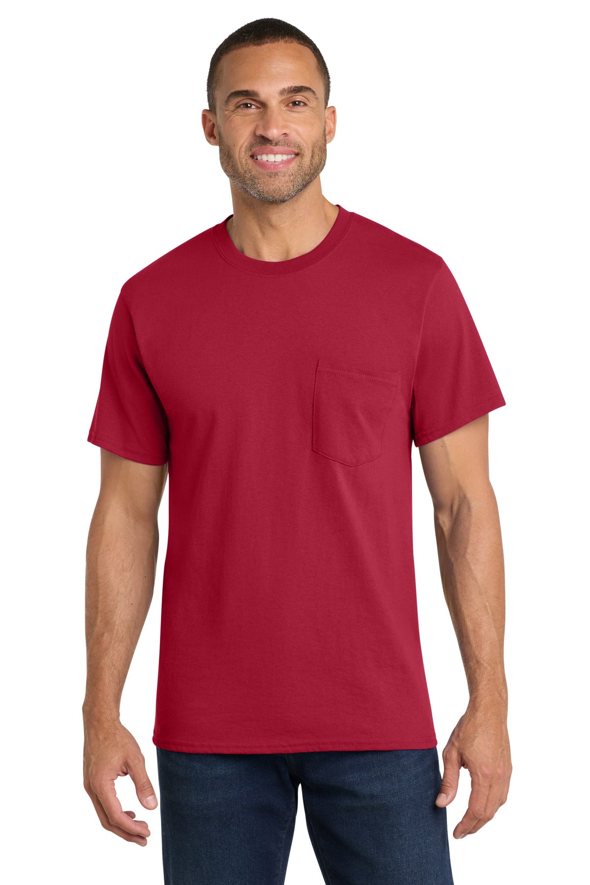 Port & Co Core Cotton Pocket Tee - Red