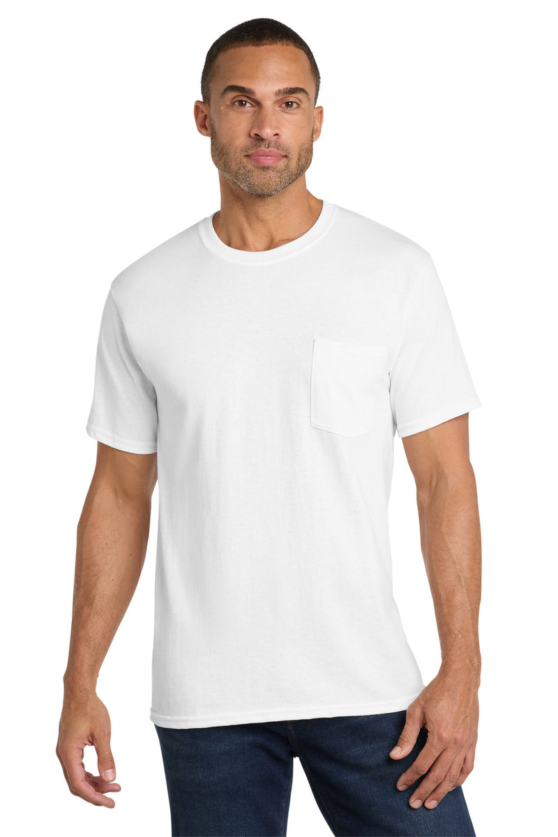 Port & Co Core Cotton Pocket Tee - White