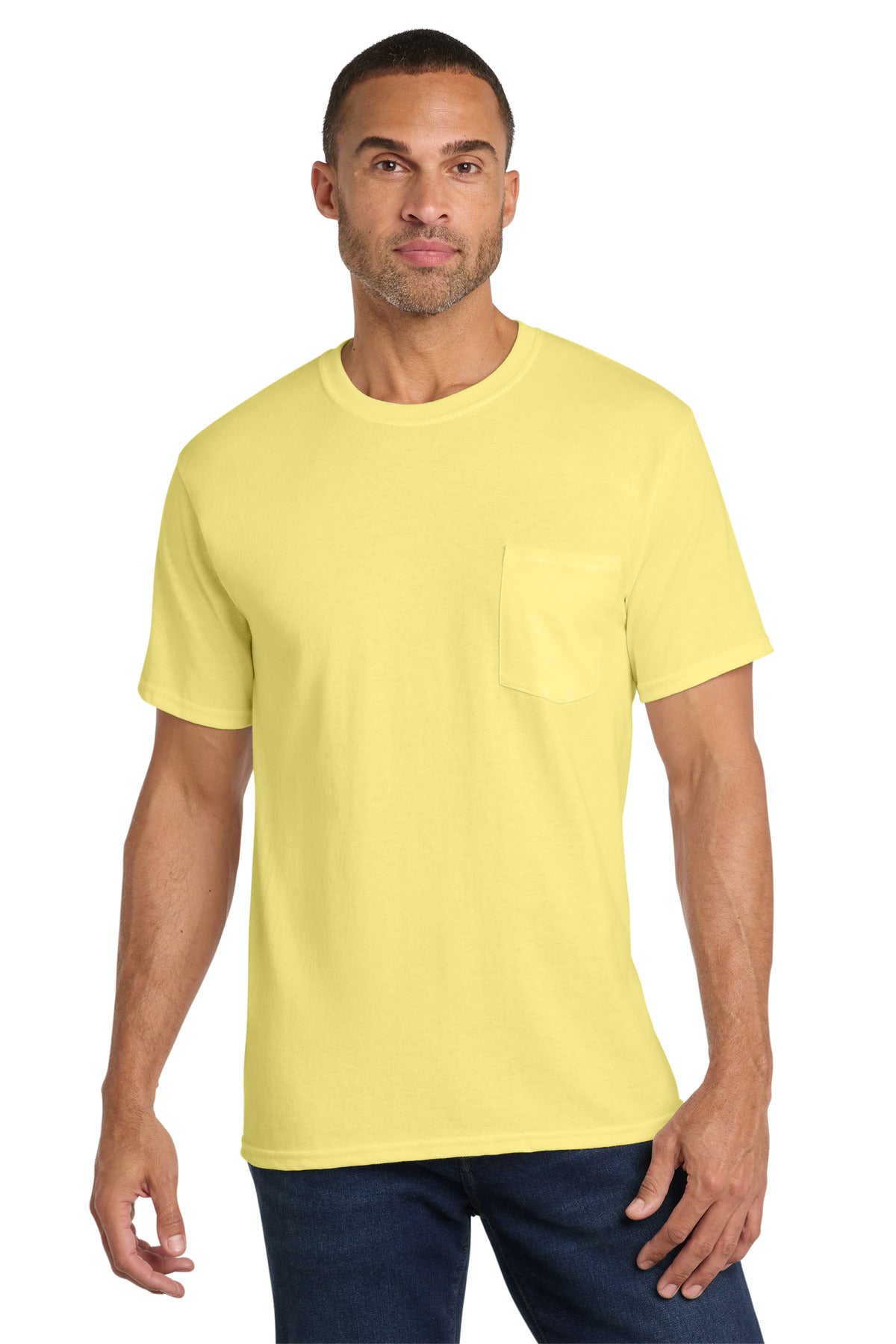 Port & Co Core Cotton Pocket Tee - Yellow