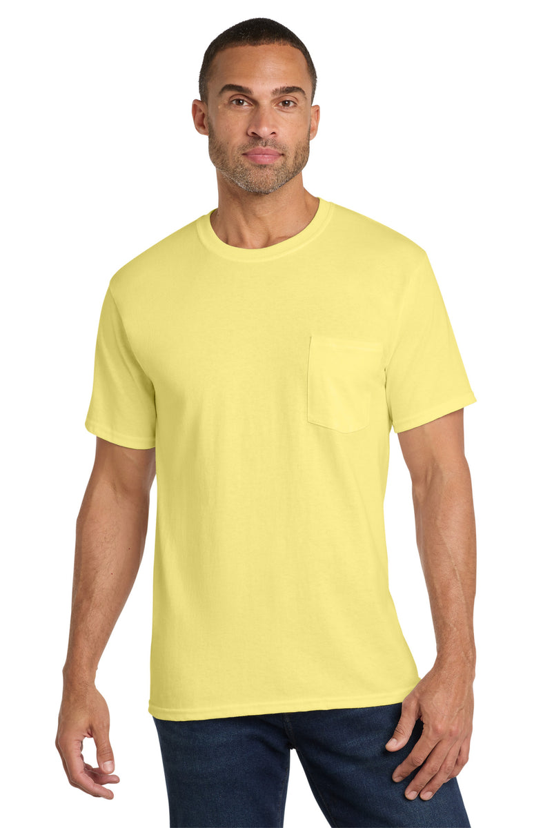 Port & Co Core Cotton Pocket Tee - Yellow