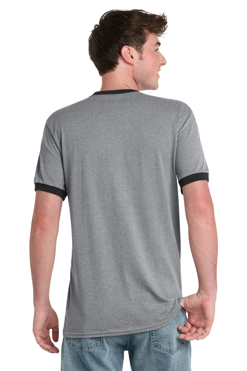 Port & Co Core Cotton Ringer Tee - Athletic Heather/ Jet Black