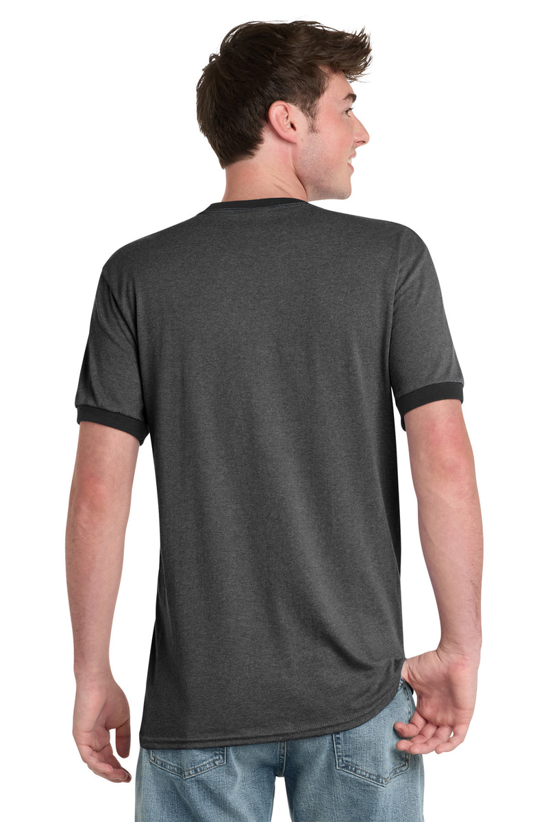 Port & Co Core Cotton Ringer Tee - Dark Heather Grey/ Jet Black
