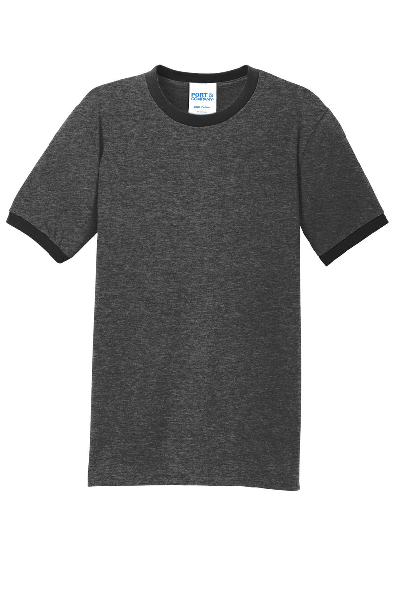 Port & Co Core Cotton Ringer Tee - Dark Heather Grey/ Jet Black