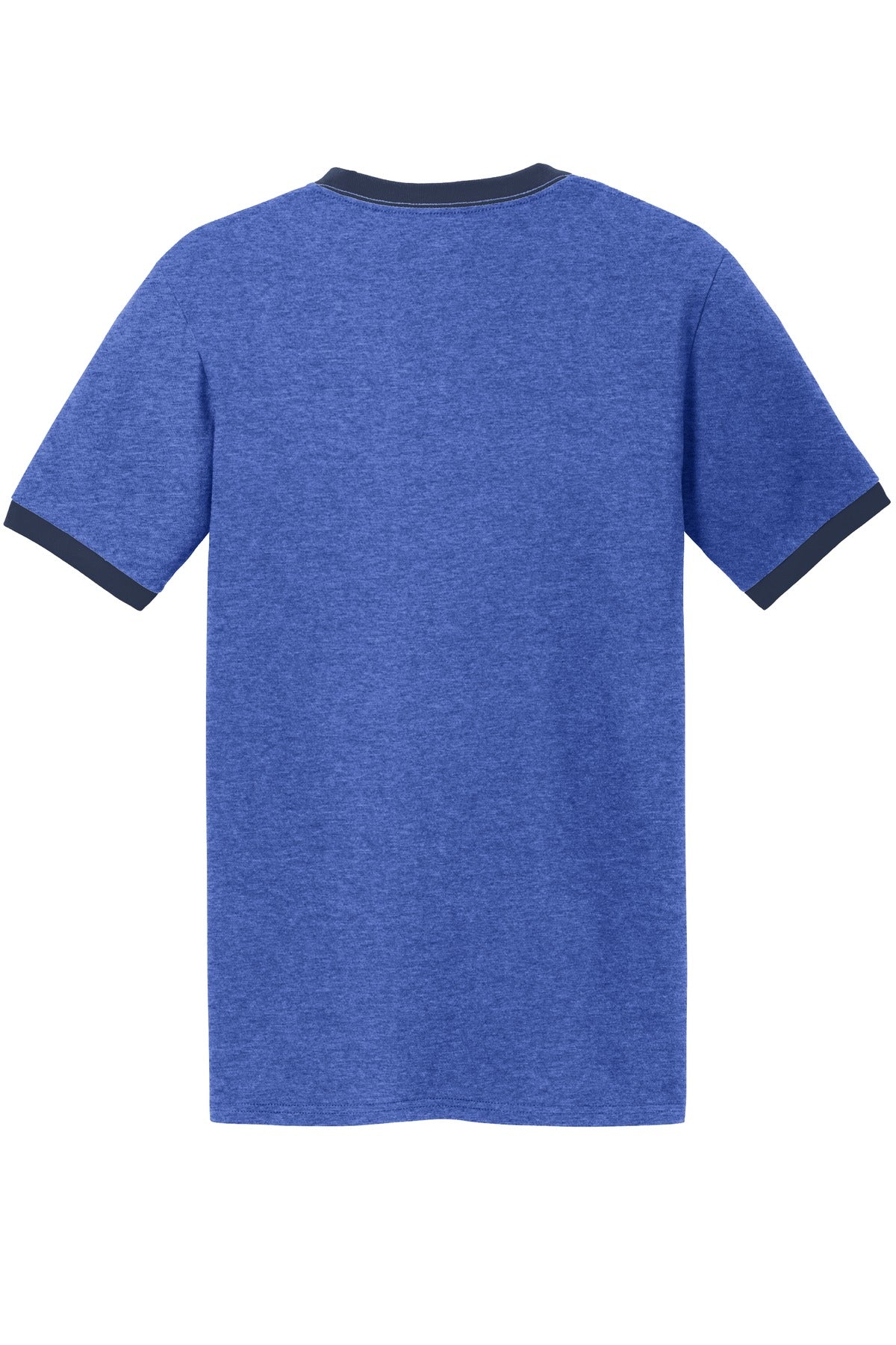 Port & Co Core Cotton Ringer Tee - Heather Royal/ Navy