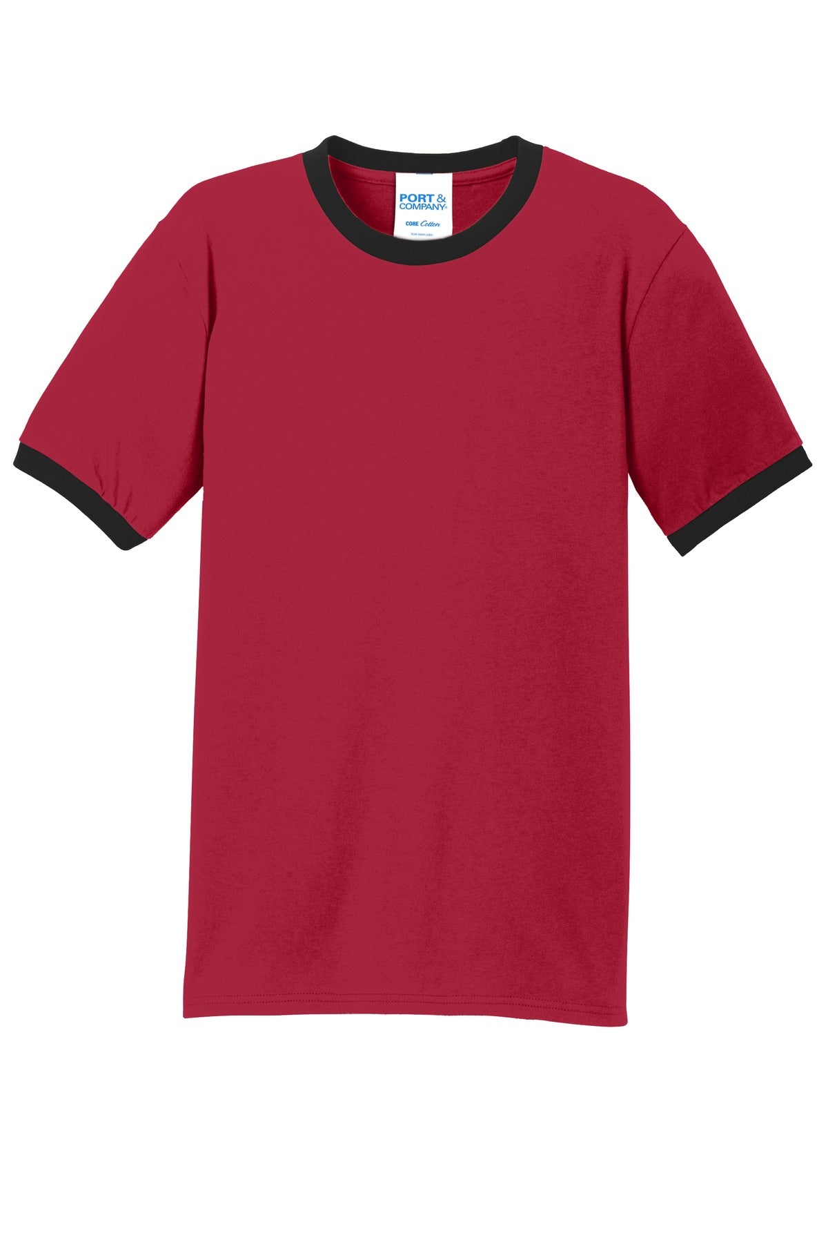 Port & Co Core Cotton Ringer Tee - Red/ Jet Black