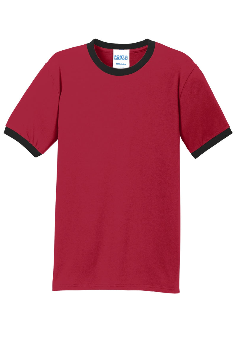 Port & Co Core Cotton Ringer Tee - Red/ Jet Black