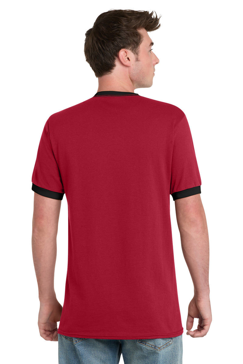 Port & Co Core Cotton Ringer Tee - Red/ Jet Black