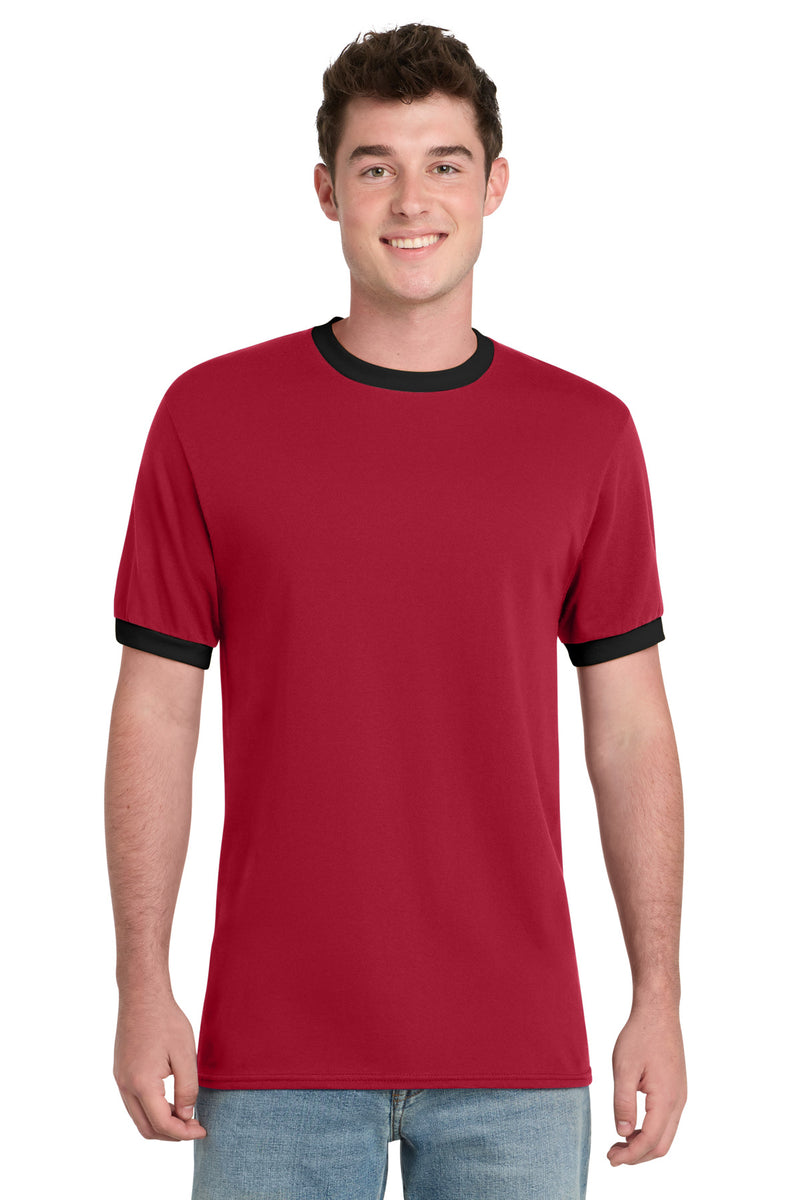 Port & Co Core Cotton Ringer Tee - Red/ Jet Black