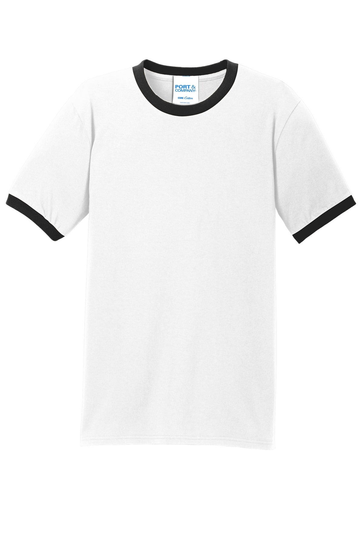 Port & Co Core Cotton Ringer Tee - White/ Jet Black