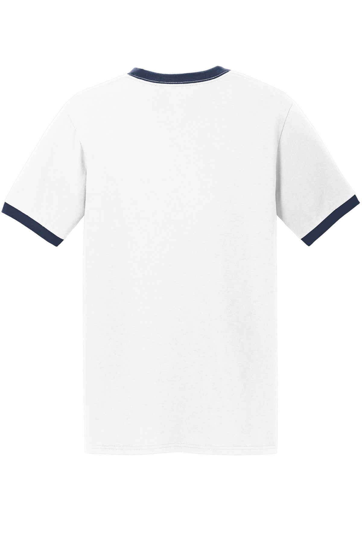 Port & Co Core Cotton Ringer Tee - White/ Navy