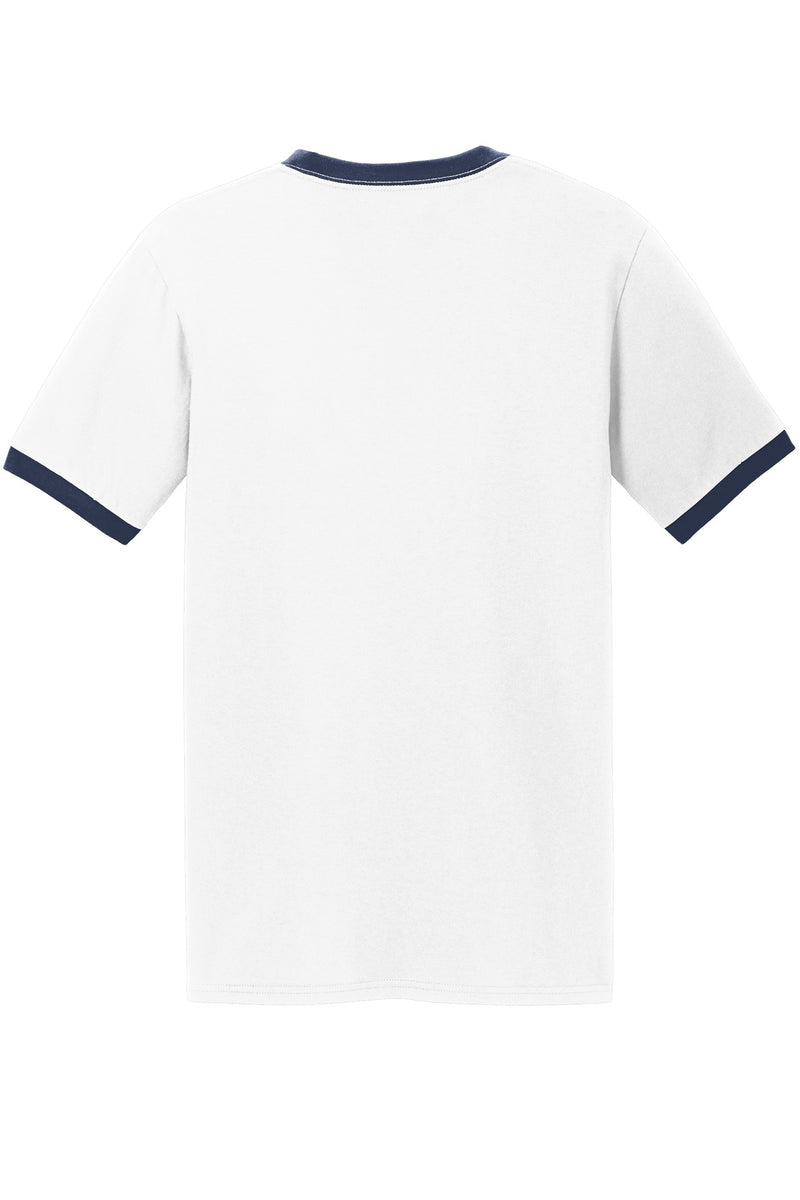 Port & Co Core Cotton Ringer Tee - White/ Navy