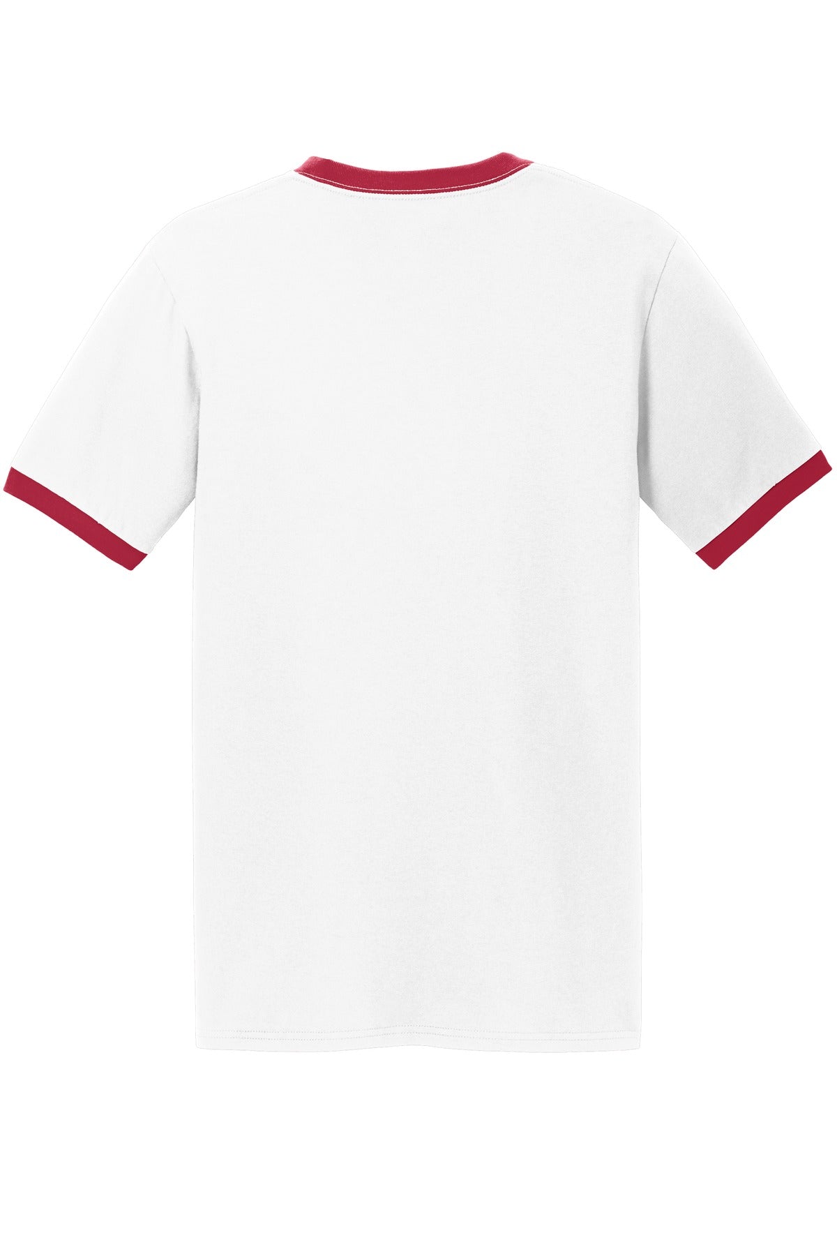 Port & Co Core Cotton Ringer Tee - White/ Red
