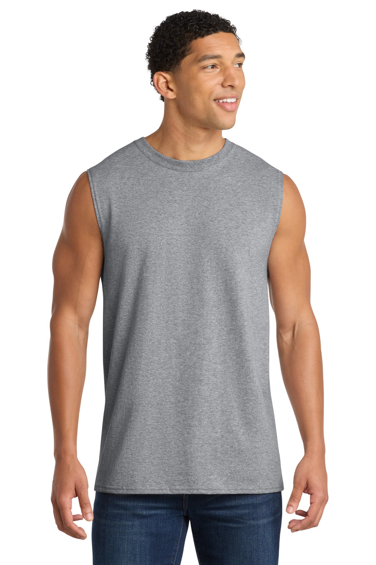 Port & Co Core Cotton Sleeveless Tee - Athletic Heather