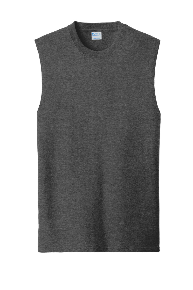Port & Co Core Cotton Sleeveless Tee - Dark Heather Grey