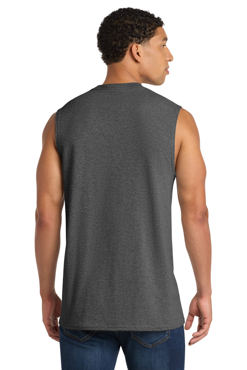 Port & Co Core Cotton Sleeveless Tee - Dark Heather Grey