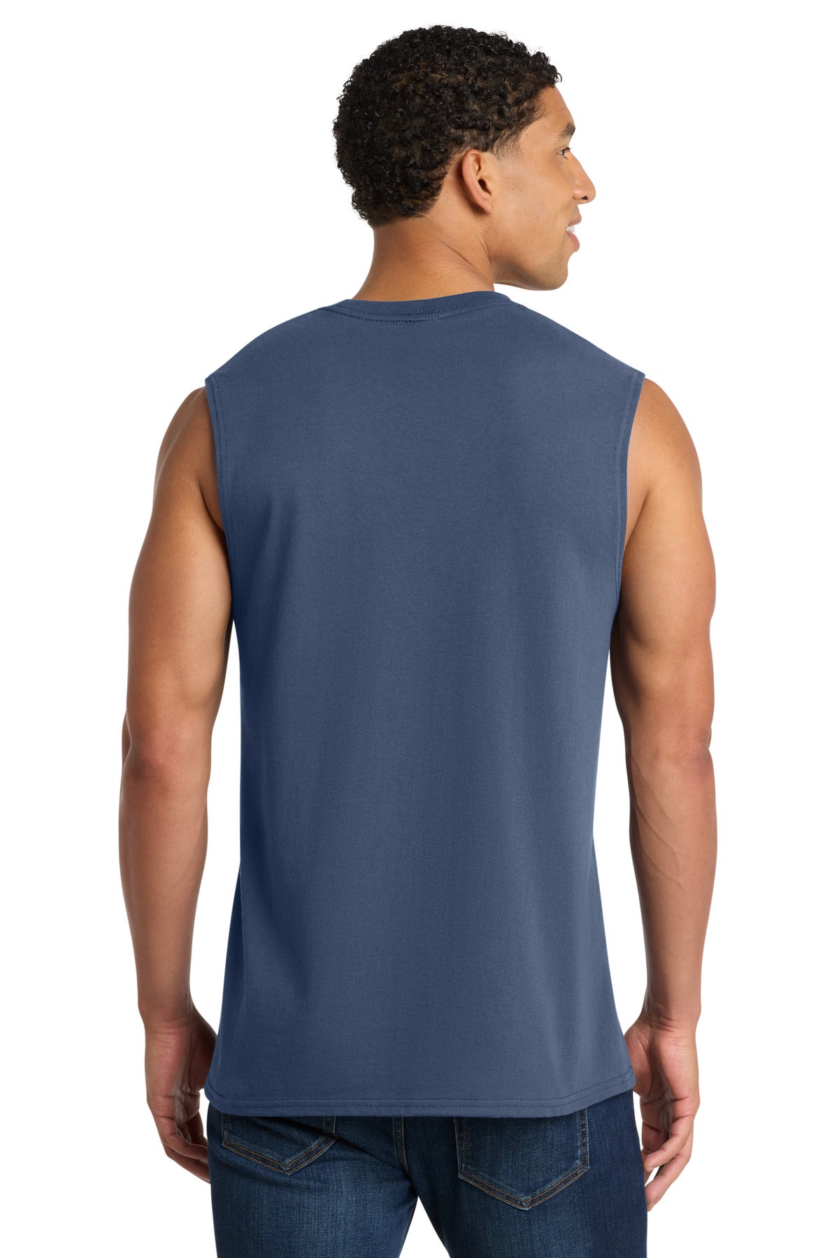 Port & Co Core Cotton Sleeveless Tee - Navy