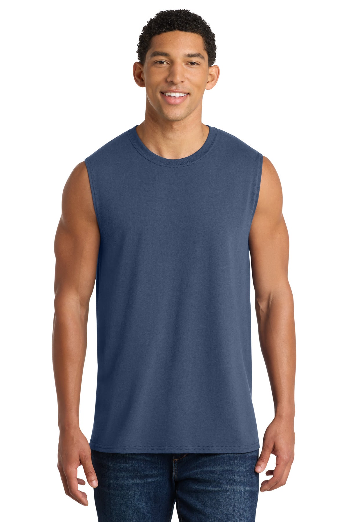 Port & Co Core Cotton Sleeveless Tee - Navy