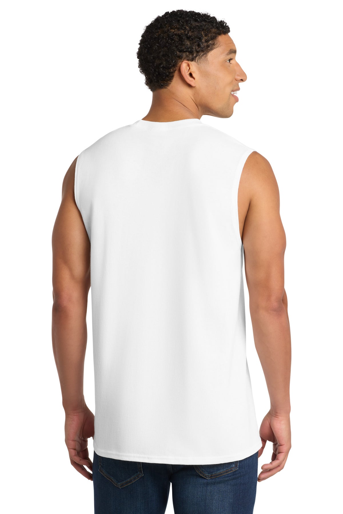 Port & Co Core Cotton Sleeveless Tee - White