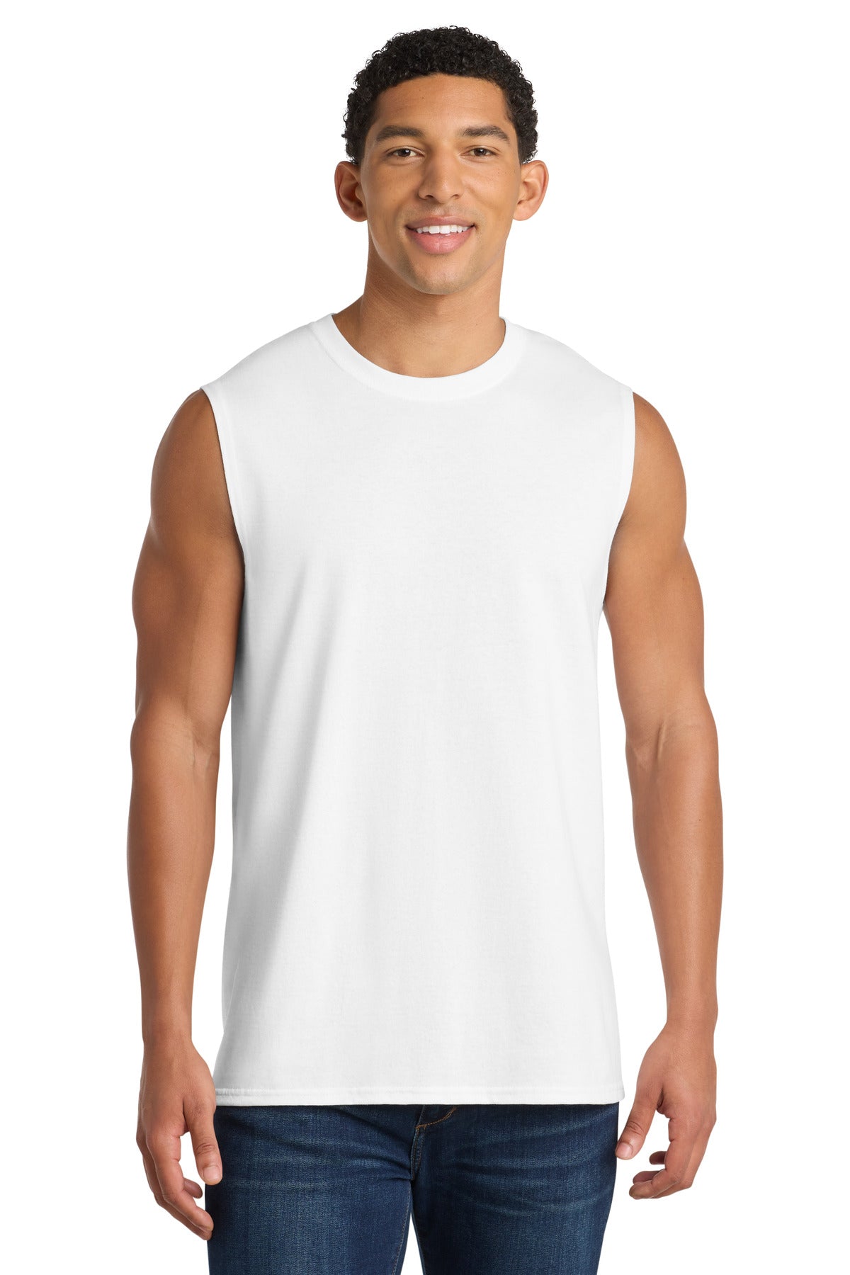 Port & Co Core Cotton Sleeveless Tee - White